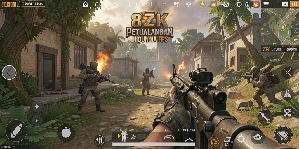 Screenshot gameplay menunjukkan aksi intens dalam pertempuran FPS.