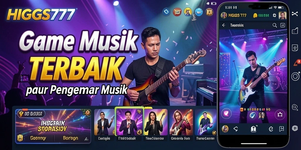 Tangkapan layar HIGGS777 menampilkan gameplay seru dengan berbagai lagu.