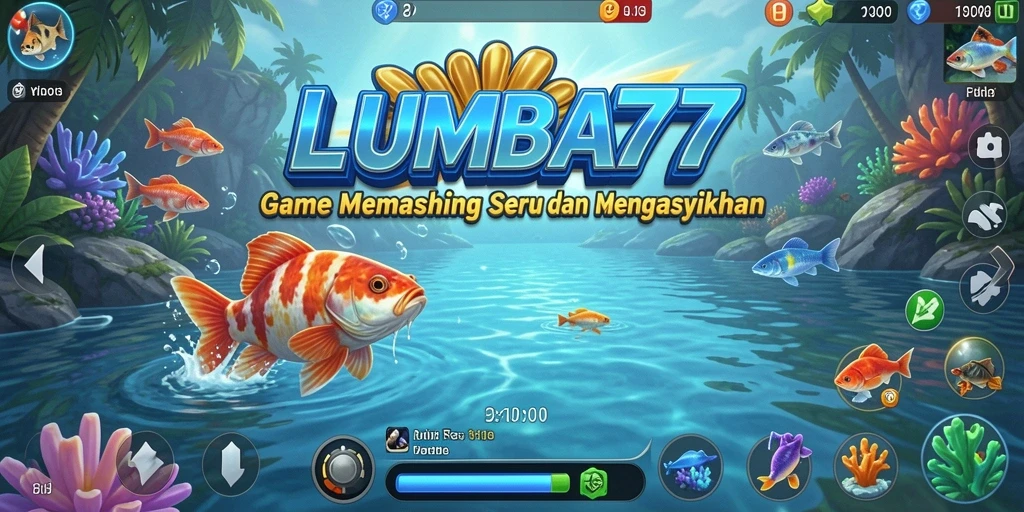 Screenshot LUMBA77 menunjukkan pemain menangkap ikan besar di laut.