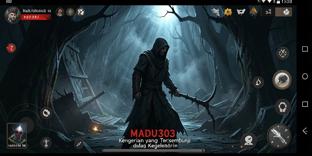 Gameplay Horror menegangkan dalam MADU303 dengan atmosfer mencekam.