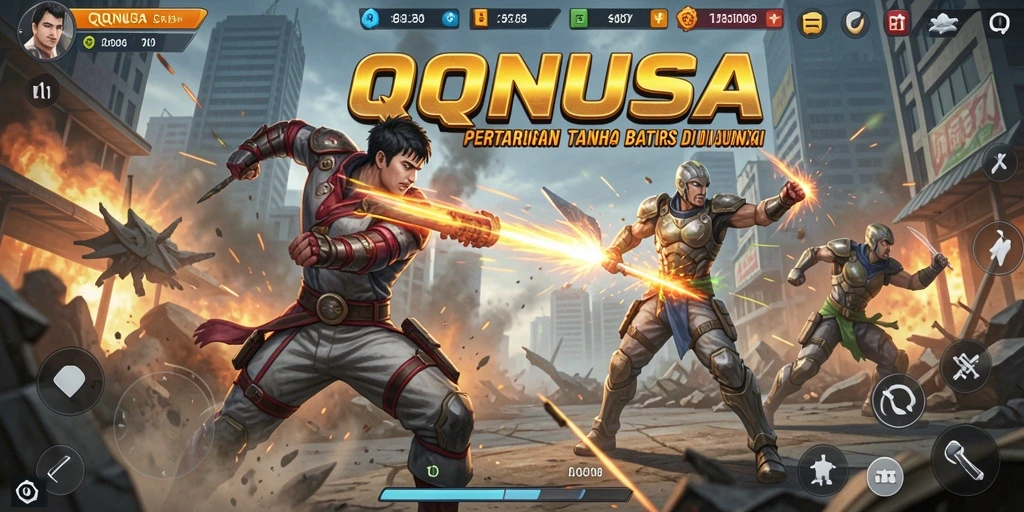 Tampilan menegangkan dari gameplay QQNUSA saat pertarungan berlangsung.