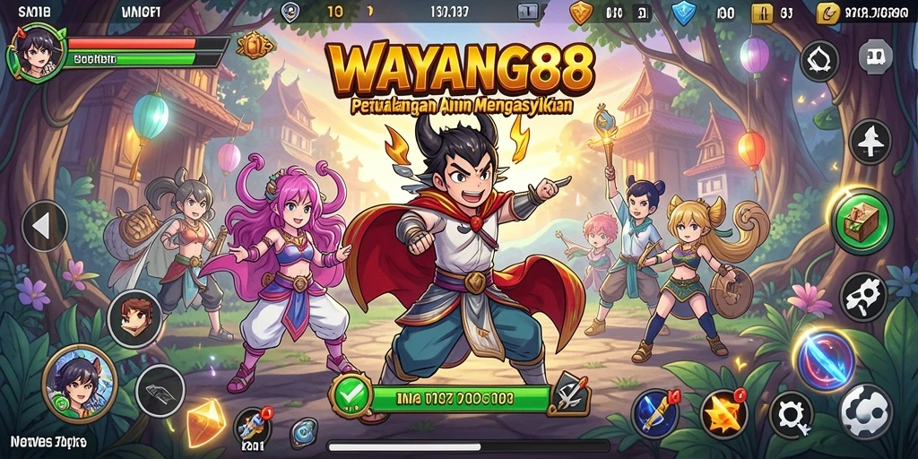Tampilan gameplay WAYANG88 yang penuh warna dan dinamis.